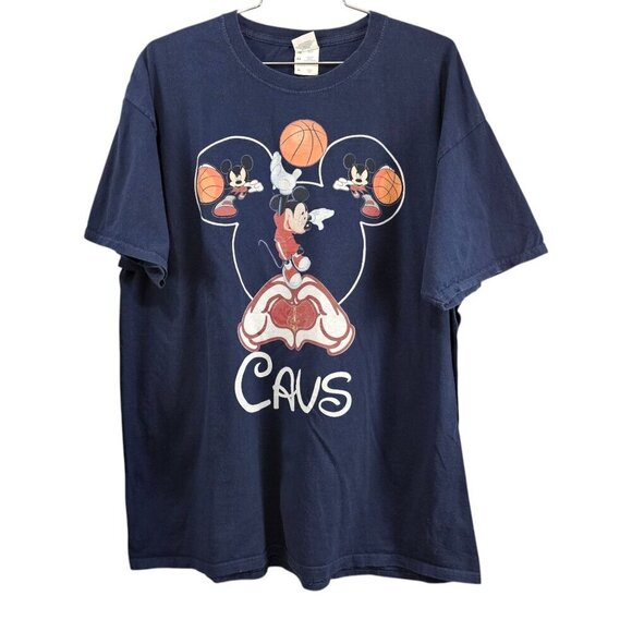 🚨Fruit of the Loom Mickey Mouse CAVS Cleveland Cavaliers Cotton Blue T-Shirt - Picture 1 of 7